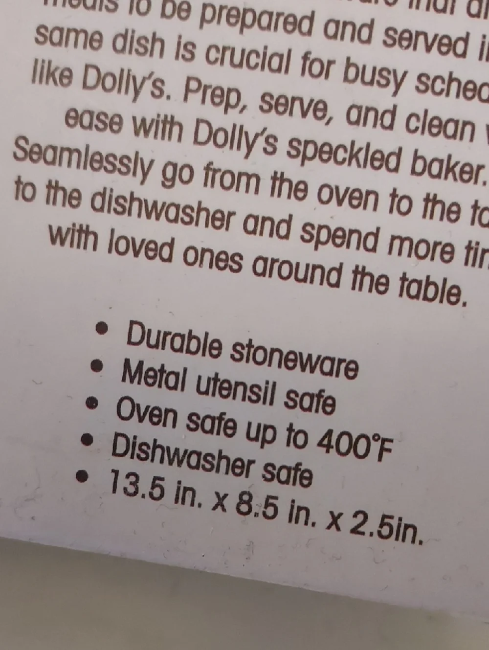 Dolly Pardon 2.4qt Stoneware Speckled Baker Dish